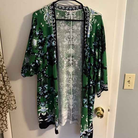Chico’s Linen-Blend Ikat Jacquard Kimono. Size 3. XL - Picture 3 of 7